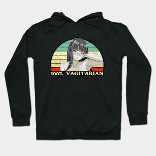 100% Vagitarian - Lesbian Anime Pun - Retro Sunset v2 Hoodie